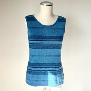 Blue knit tank top with a retro vibe knit